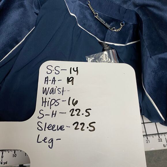 White House Black Market Womens Size 4P River Teal Velvet Trophy Blazer - Picture 6 of 8